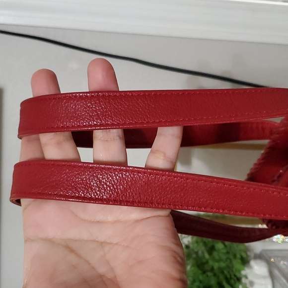 YSL Red Pebble Leather Tote Bag - Picture 5 of 16